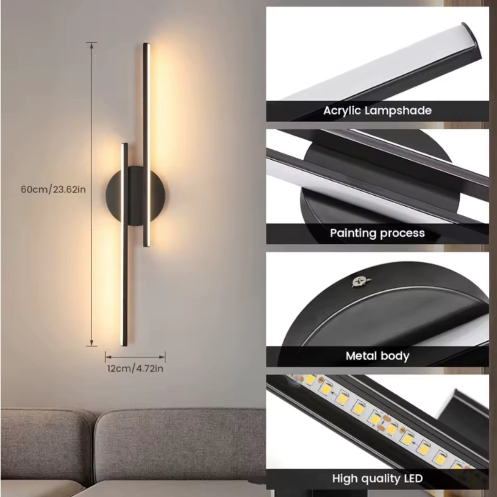 Elgo Modern Linear Aluminium Wall Light, Black