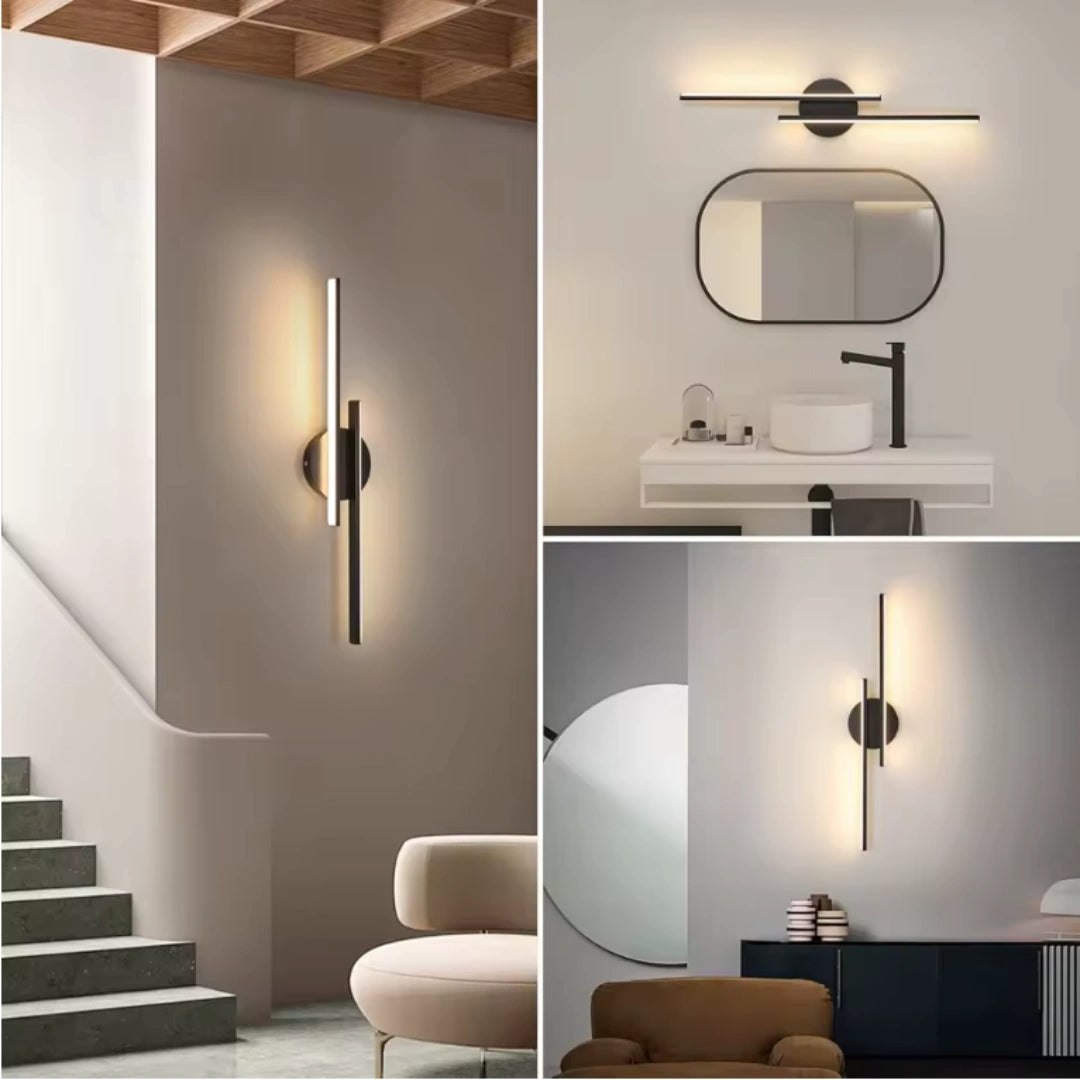 Elgo Modern Linear Aluminium Wall Light, Black
