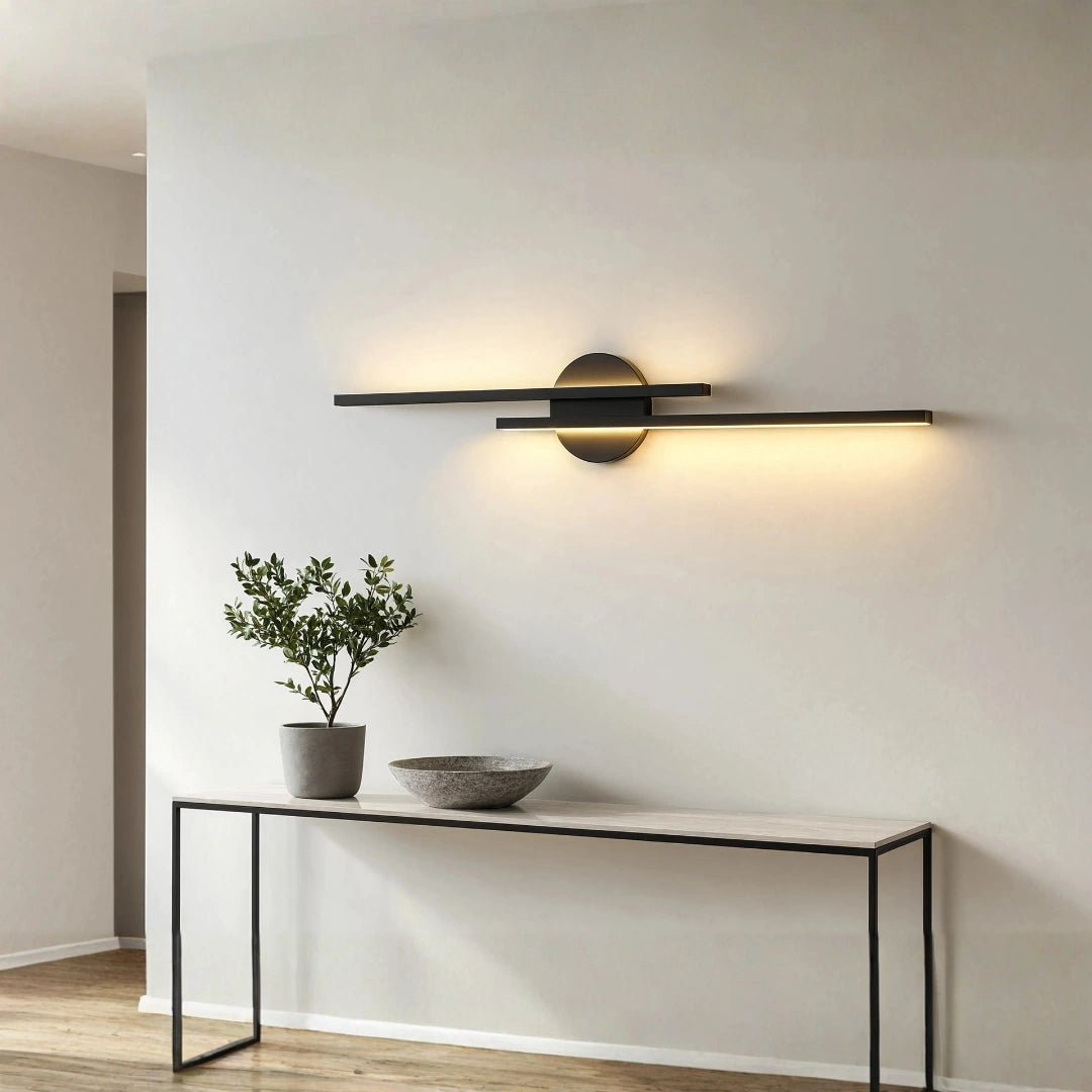Elgo Modern Linear Aluminium Wall Light, Black