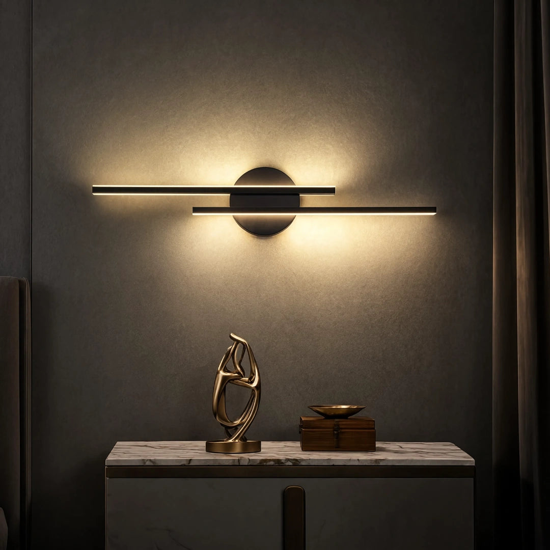 Elgo Modern Linear Aluminium Wall Light, Black