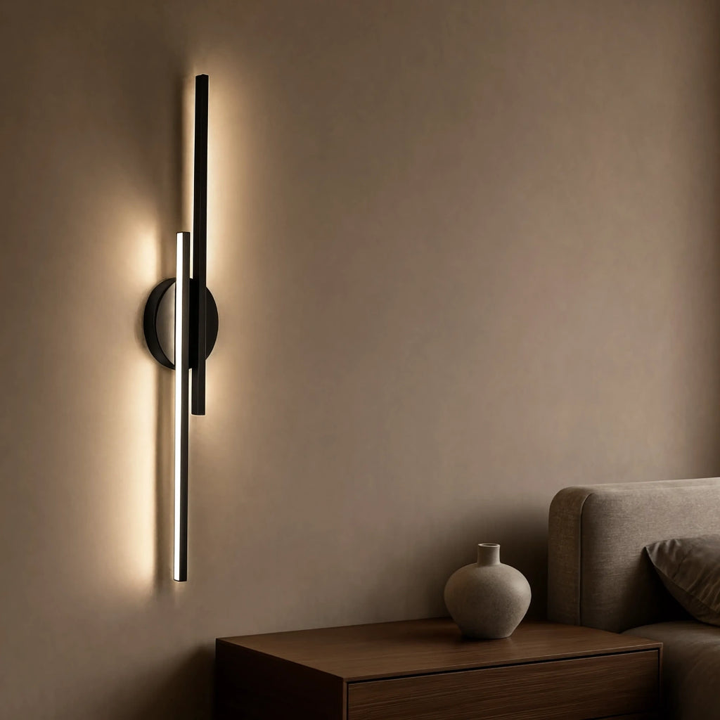 Elgo Modern Linear Aluminium Wall Light, Black