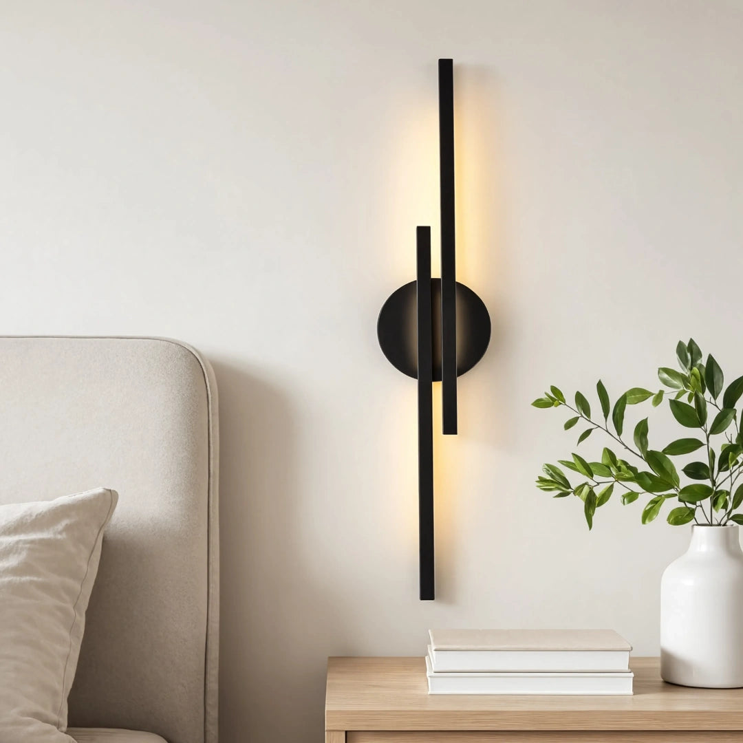 Elgo Modern Linear Aluminium Wall Light, Black